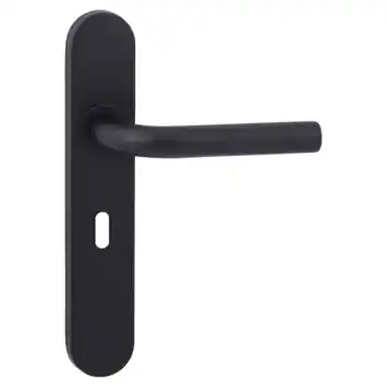 Karwei deurkruk set Henry ovaal schild sleutelgat 56 mm zwart RVS