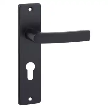 OK deurkruk set Blok recht schild profielcilindergat 55 mm zwart aluminium