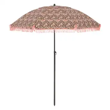 Parasol retro bloemenpatroon zwart Ø 200 cm