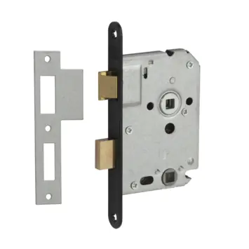 Nemef 1200 serie insteekslot badkamerslot/wc-slot met zwarte voorplaat Doorn 50mm PC 63mm