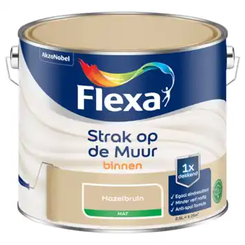 Flexa Strak op de Muur muurverf mat hazelbruin 2,5 liter