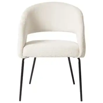 KARWEI eetkamerstoel Eden natural wit bouclé stof met armleuning
