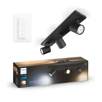 Philips Hue opbouwspot Runner zwart - warm tot koelwit licht 4.2W - 3 spots met dimmer switch