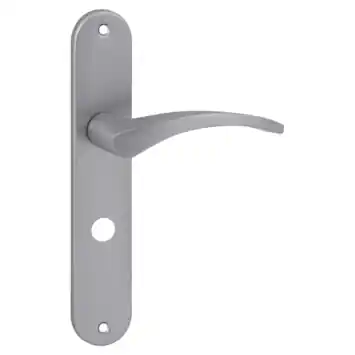 Karwei deurkruk set Stefanie ovaal schild vrij-bezet sluiting 63/8 mm RVS look aluminium