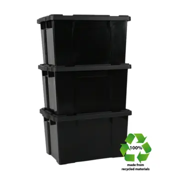 Iris Powerbox Robuust Opbergbox - 68L - 100% Recycled Kunststof - Zwart - Set van 3