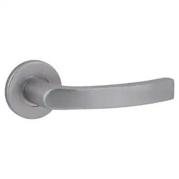 Karwei deurkruk set Lorenzo rond rozet RVS look aluminium