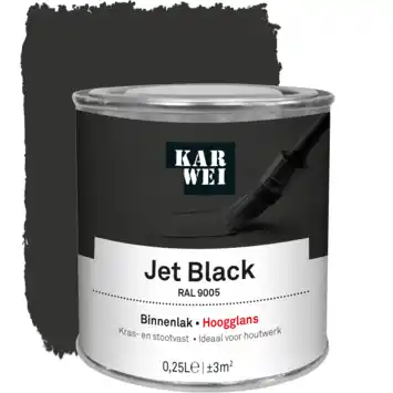 KARWEI binnenlak hoogglans RAL 9005 jet black 250 ml