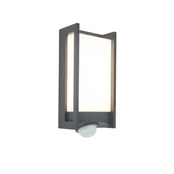 Lutec buitenwandlamp LED Qubo met sensor donkergrijs