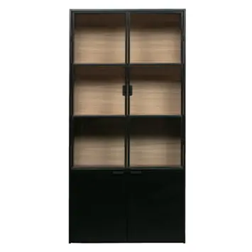 WOOOD Vitrinekast Sivan zwart grenenhout 200 x 100 x 40 cm