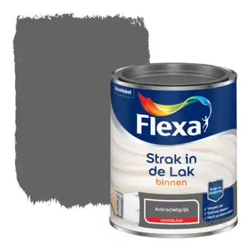Flexa Strak in de Lak binnenlak hoogglans antracietgrijs 750 ml