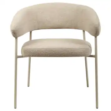KARWEI eetkamerstoel Coco beige bouclé stof met armleuning