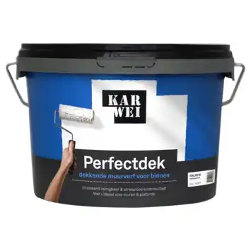 KARWEI Perfectdek muur en plafondverf mat binnen RAL 9016 verkeerswit 2,5 liter