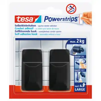 Powerstrips Zelfklevende haken L rechthoekig - draagkracht tot 2 kg - 3 stuks