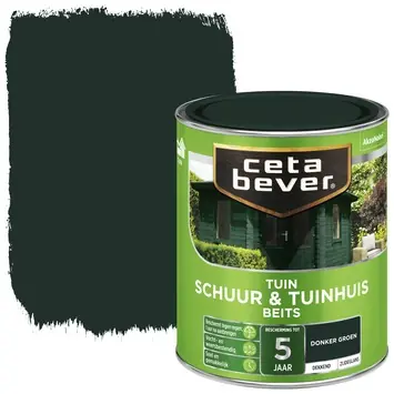 CetaBever Tuinbeits Schuur & Tuinhuis zijdeglans dekkend donkergroen 750 ml