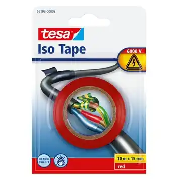 Tesa elektrische isolatietape rood 15 mm 10 m