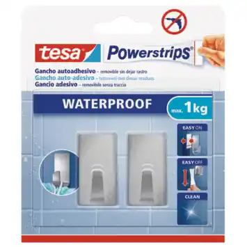 Tesa Haak Powerstrip rechthoekig S Metaal - 2 stuks