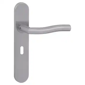 Karwei deurkruk set Kevin ovaal schild sleutelgat 56 mm RVS