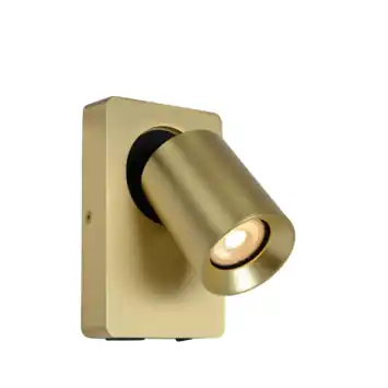 Lucide NIGEL wandspot LED dimb. GU10 3000K Met USB oplaadpunt mat goud / Messing