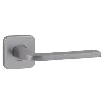 Karwei deurkruk set Enzo vierkant rozet RVS look aluminium