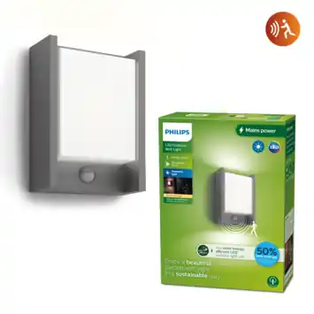 Philips buitenlamp Arbour met bewegingsensor antraciet 3,8W 800 lm