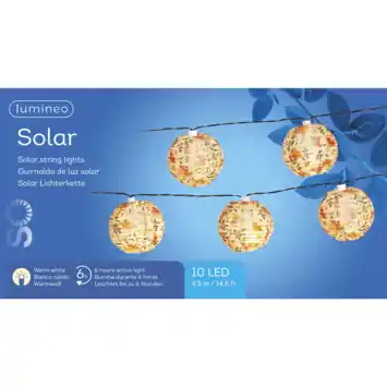 Lichtsnoer solar met 10 lampionnen in bloemenprint
