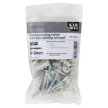 KARWEI Gips plug 6x22mm+uni ck 4x40 25ST + bit