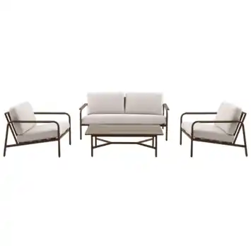 Loungeset tuin Maxime bruin/beige staal