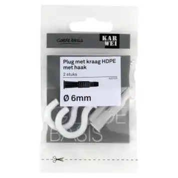 KARWEI kraagplug 6x36mm+schr.haak wit 4,5x65mm 2ST