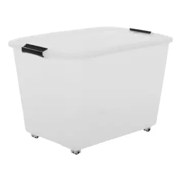 Iris Rollerbox opbergbox transparant kunststof met wieltjes 60 L