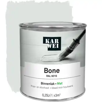 KARWEI binnenlak mat RAL 9016 bone 250 ml