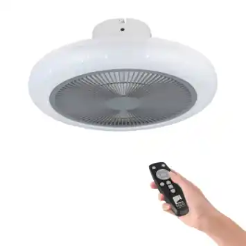 EGLO plafondlamp Kostrena met ventilator Ø45.5cm, wit/ grijs