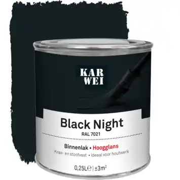 KARWEI binnenlak hoogglans RAL 7021 black night 250 ml