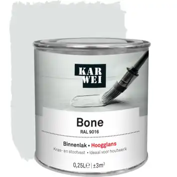 KARWEI binnenlak hoogglans RAL 9016 bone 250 ml