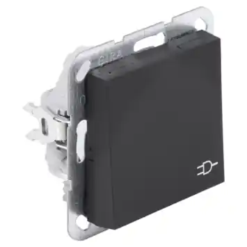 Gira E2 Inbouw Enkel Geaard Stopcontact met Klepje Mat Zwart