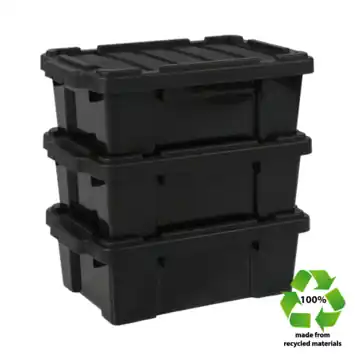 Iris Powerbox Robuust Opbergbox - 12,5L - 100% Recycled Kunststof - Zwart - Set van 3