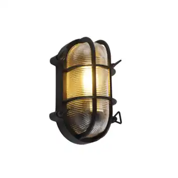 QAZQA wandlamp Noutica 1-lichts 60W E27 zwart aluminium