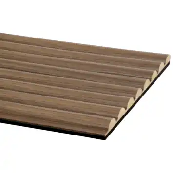 Kleurstaal lattenwand Decowall Acoustic Curve walnoot 25x30cm