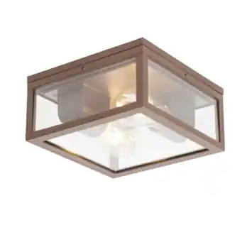QAZQA plafondlamp voor buiten Charlois 2-lichts 40W E27 roestbruin aluminium