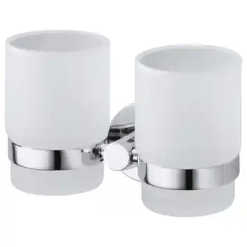 Haceka Kosmos dubbele tandenborstelhouder beker glas chroom