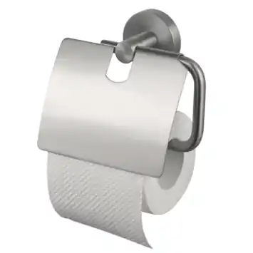 Haceka Kosmos toiletrolhouder met klep RVS look geborsteld mat