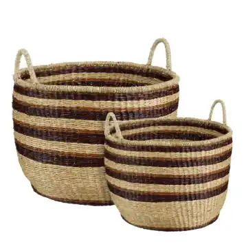 Opbergmand bruin set van 2 - h47xd49cm
