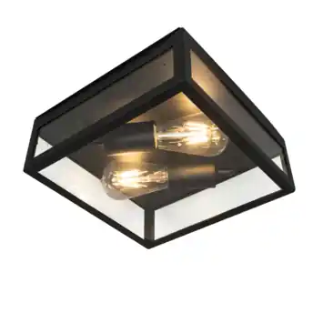 QAZQA wandlamp voor buiten Rotterdam 2-lichts 60W E27 zwart staal