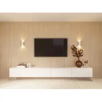 Kleurstaal lattenwand Decowall Blend ton sur ton natuur eiken 25x30cm
