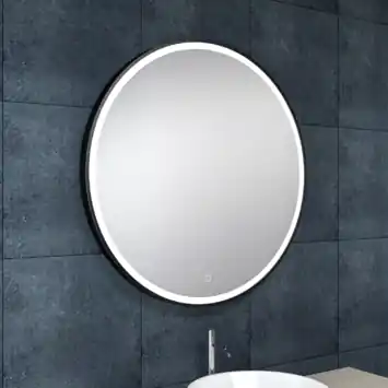 Marho Novi badkamerspiegel verlichting dimbaar mat zwart Ø 80 cm