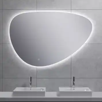 Marho Huevo organische badkamerspiegel met verlichting en verwarming dimbaar Ø 120 cm