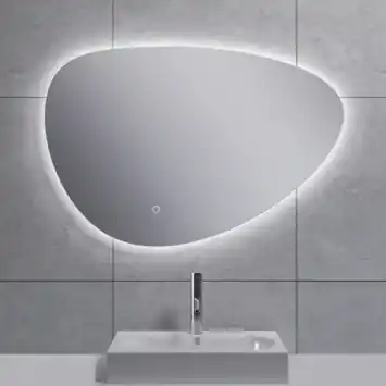 Marho Huevo organische badkamerspiegel met verlichting en verwarming dimbaar Ø 80 cm