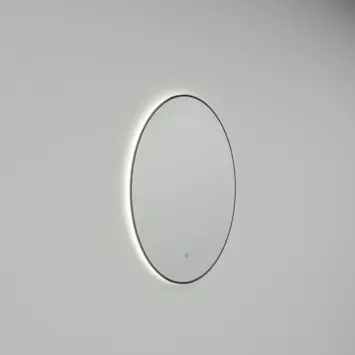 Marho Mavri badkamerspiegel rond verlichting dimbaar mat zwart Ø 80 cm