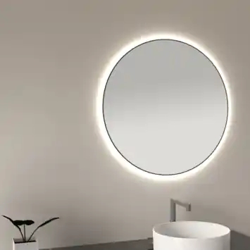 Marho Mavri badkamerspiegel verlichting dimbaar mat zwart Ø 60 cm