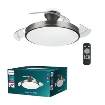 Philips Atlas LED plafondlamp met ventilator nikkel