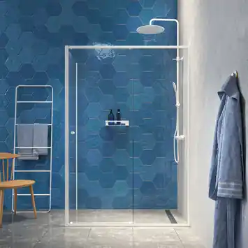 Sealskin douchecabine schuifdeur met zijwand Contour mat wit 120 x 90 x 200 cm
